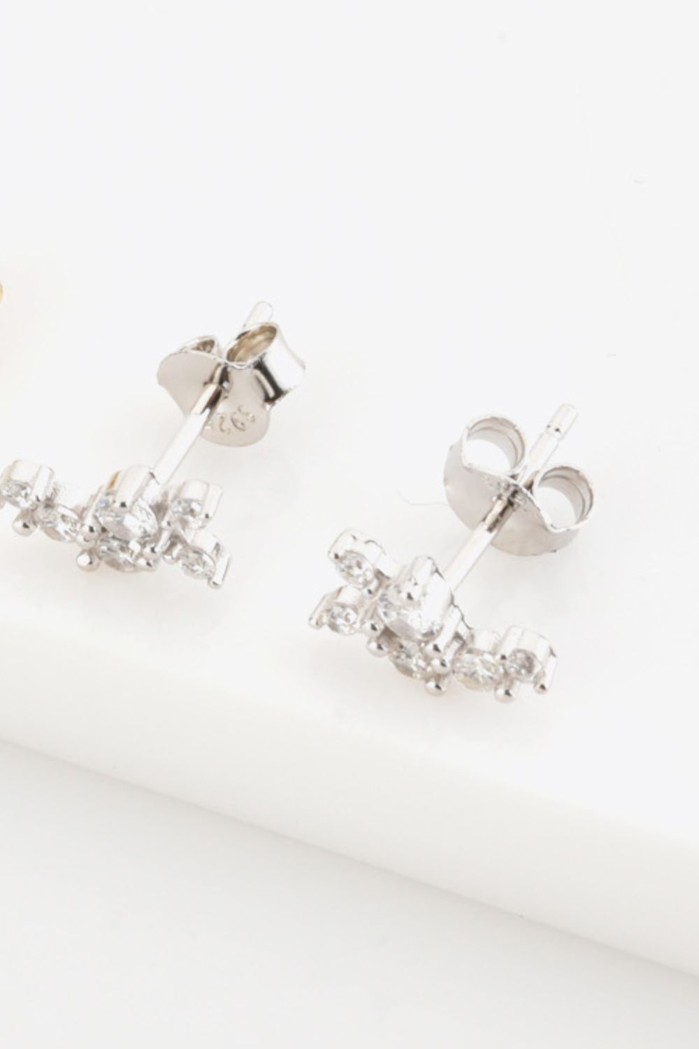 .925 Sterling Silver Cluster Stud Earrings - Silver or Gold