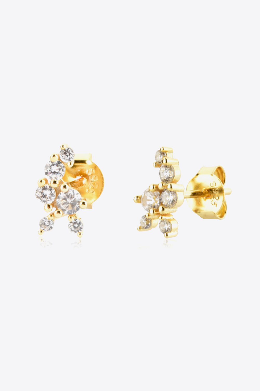 .925 Sterling Silver Cluster Stud Earrings - Silver or Gold