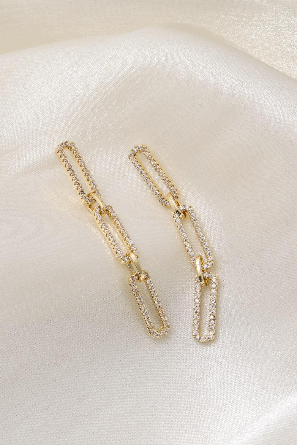 Rhinestone Paperclip Drop Earrings