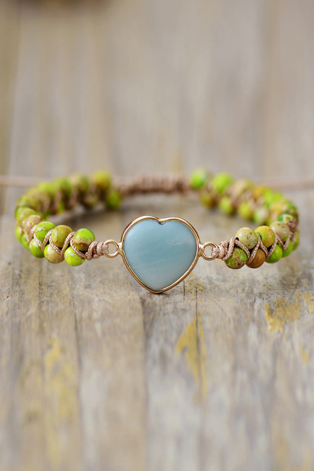 Handmade Heart Shape Natural Stone Bracelet - 7 Color Options