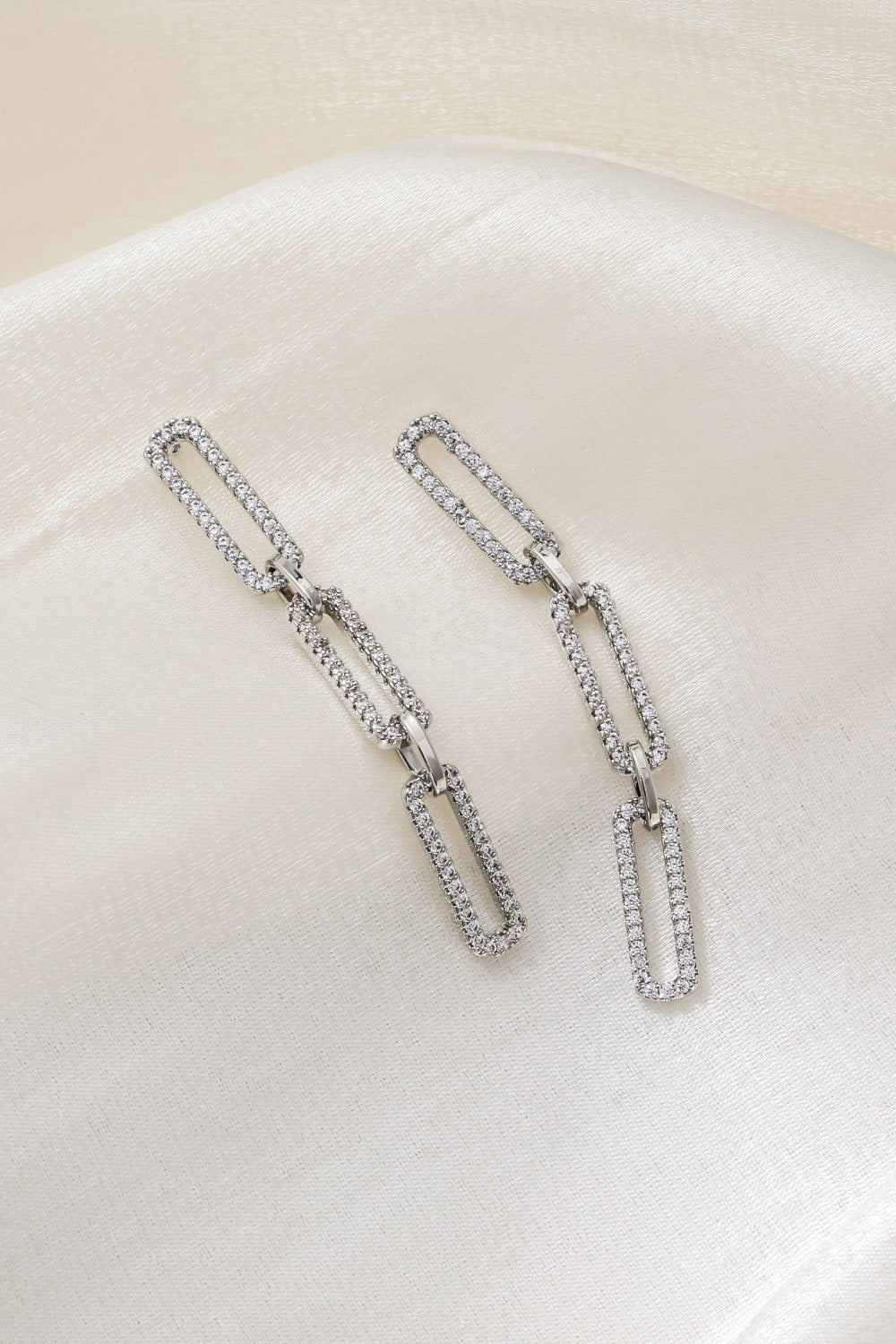 Rhinestone Paperclip Drop Earrings