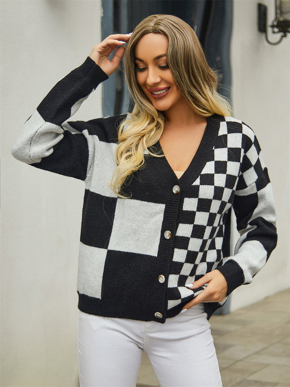 Wonderland Mixed Checker Cardigan - 4 Color Options