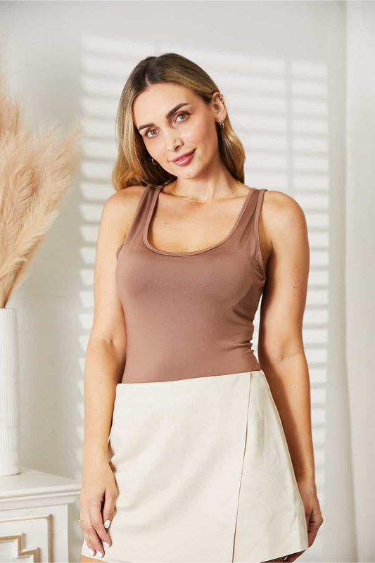 Everyday Basic Tank Bodysuit - Mocha