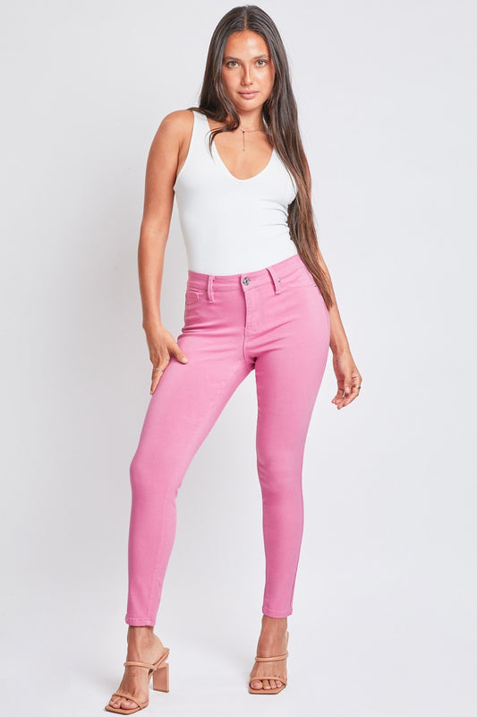 YMI Hyperstretch Mid-Rise Skinny Jean in Flamingo