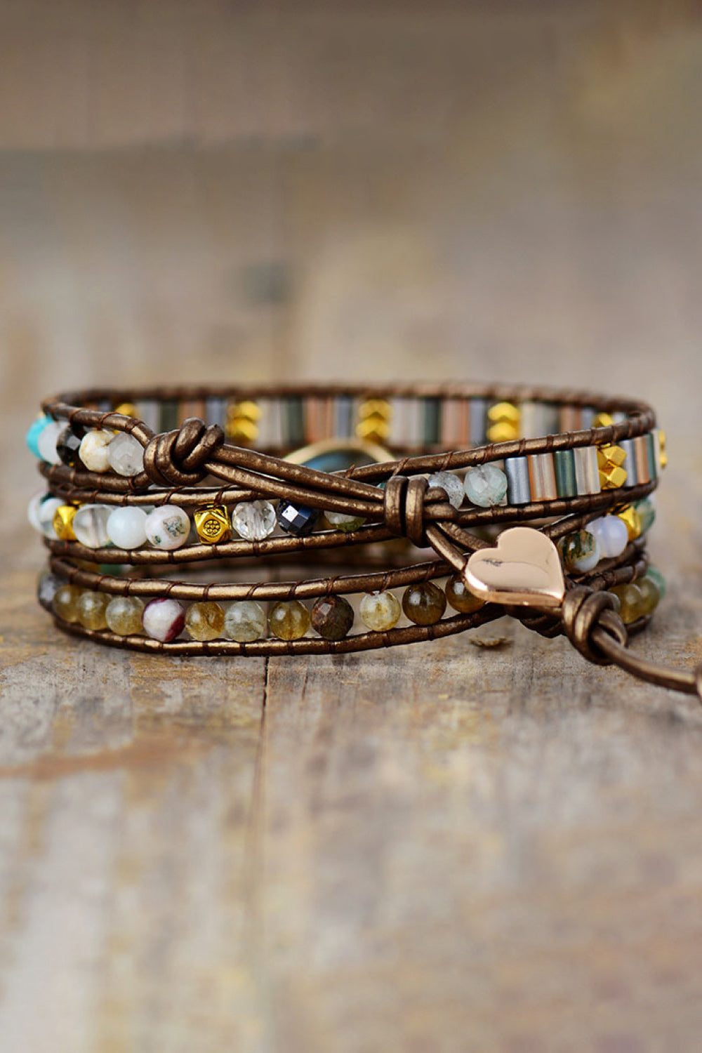 Handmade Triple Layer Beaded Wrap Bracelet