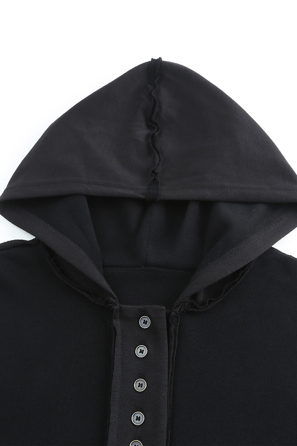 Button Placket Dropped Shoulder Hoodie - 12 Color Options