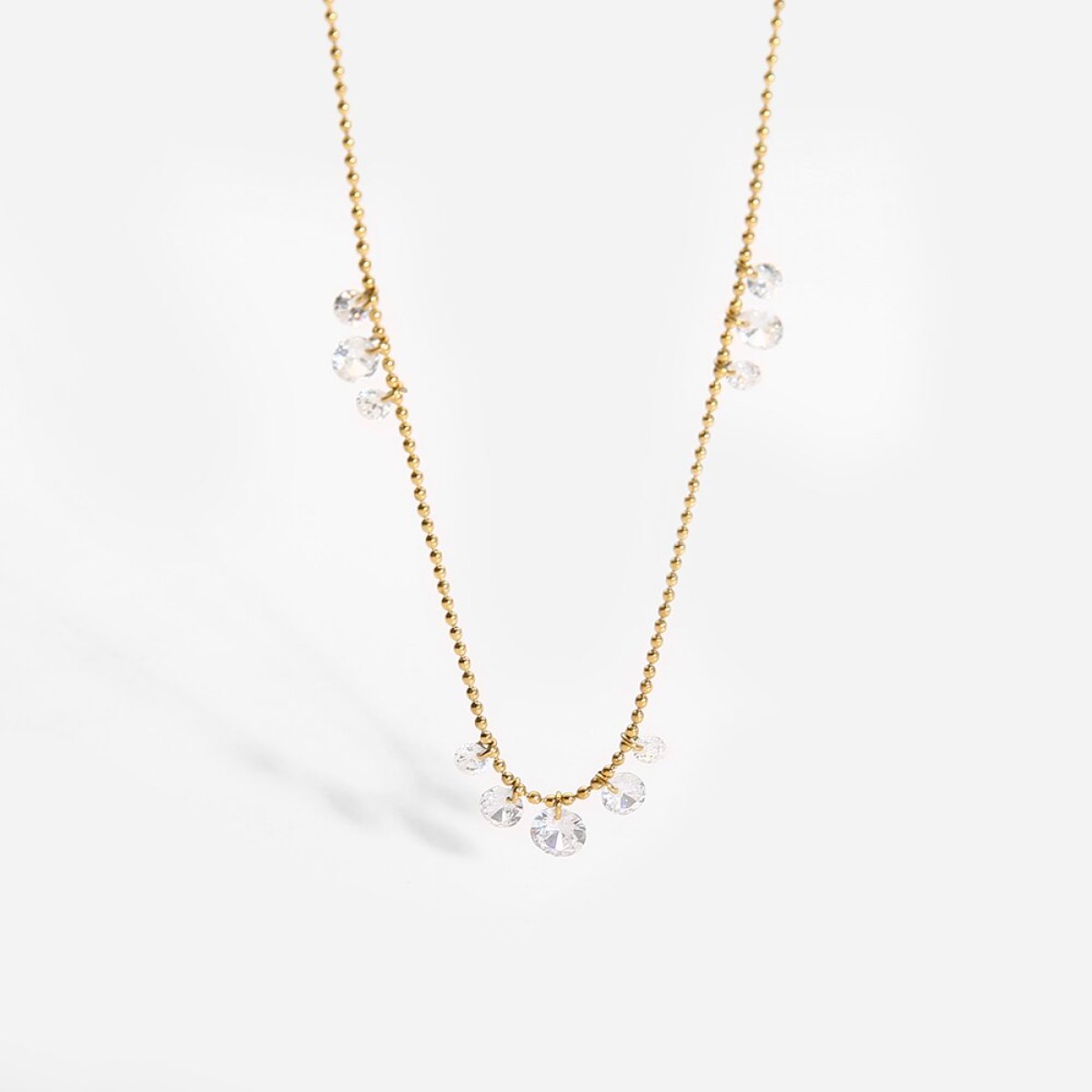 18K Gold Plated Zirconia Charm Necklace (With Box)