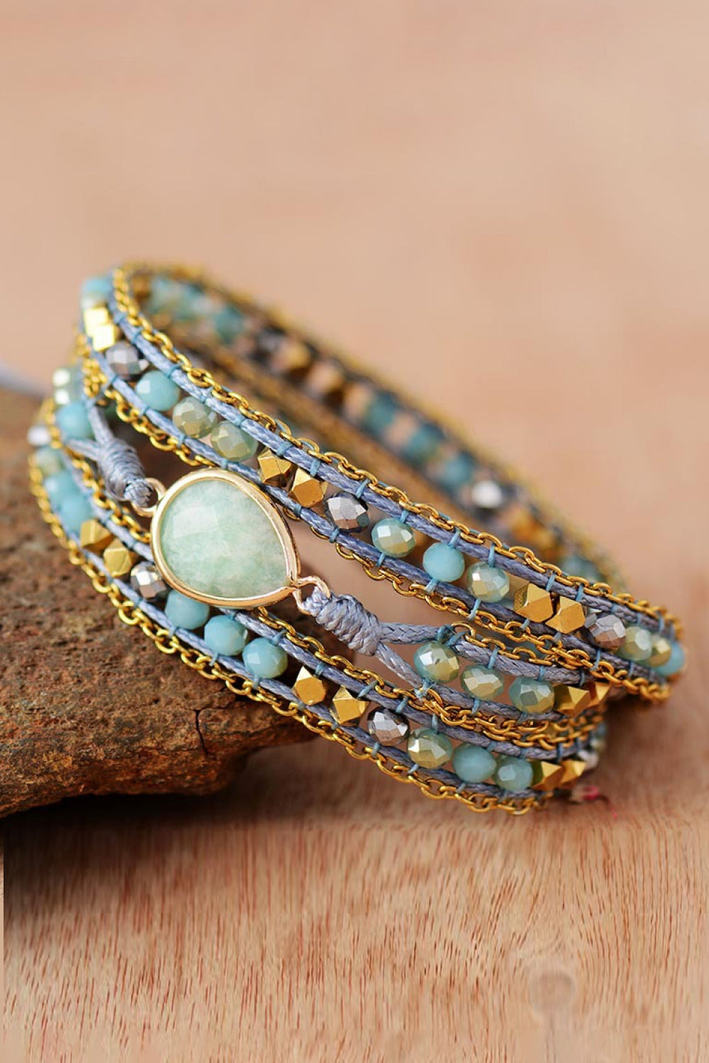 Handmade Teardrop Triple Layer Beaded Bracelet