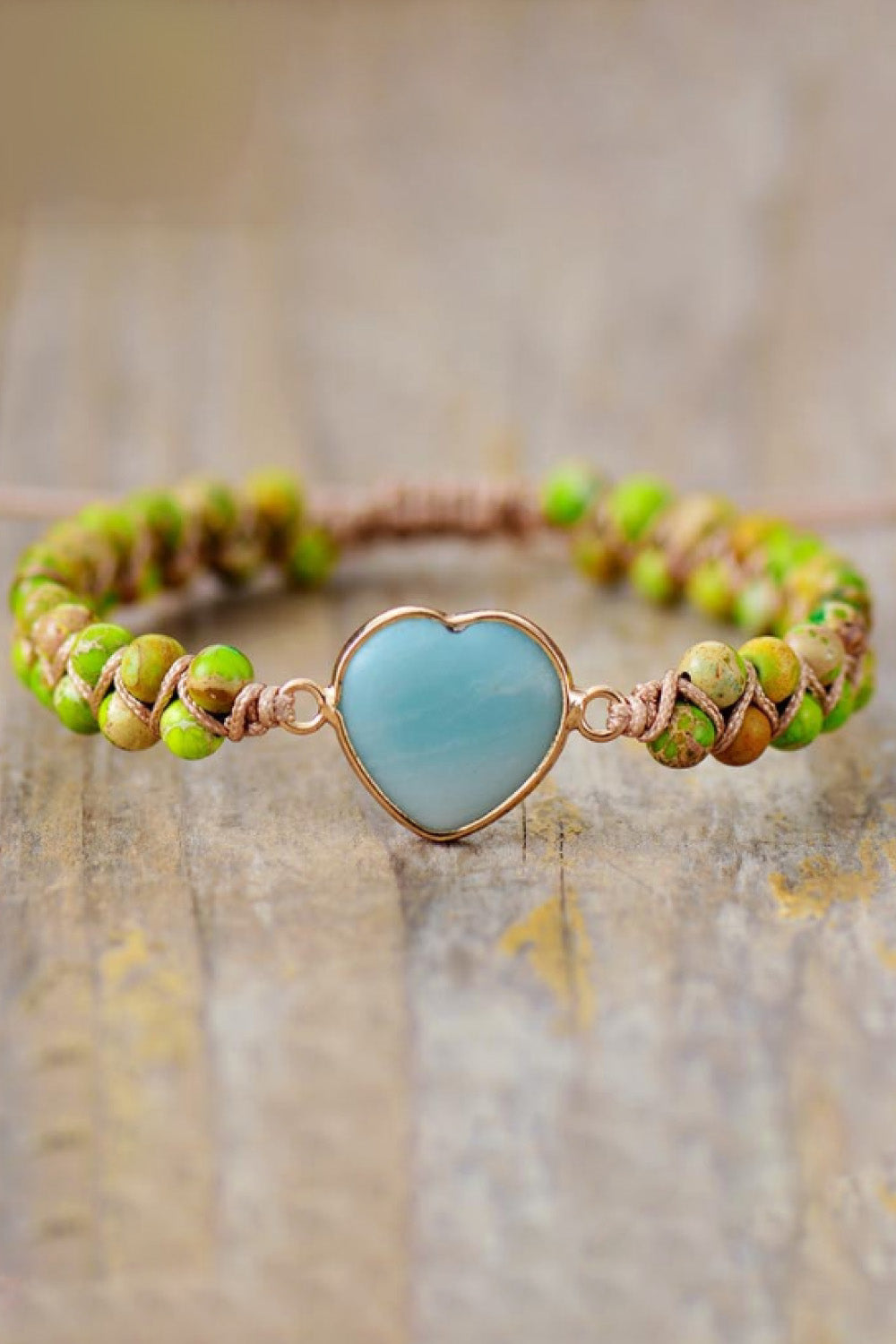 Handmade Heart Shape Natural Stone Bracelet - 7 Color Options