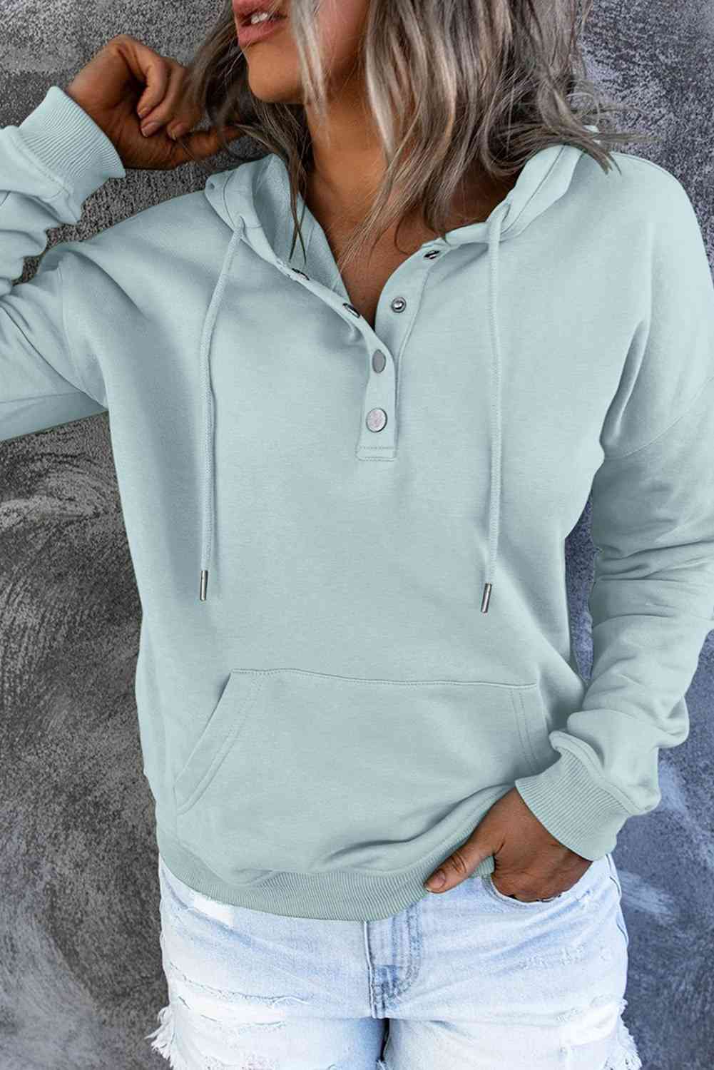 Snap Placket Soft Hoodie - 9 Color Options