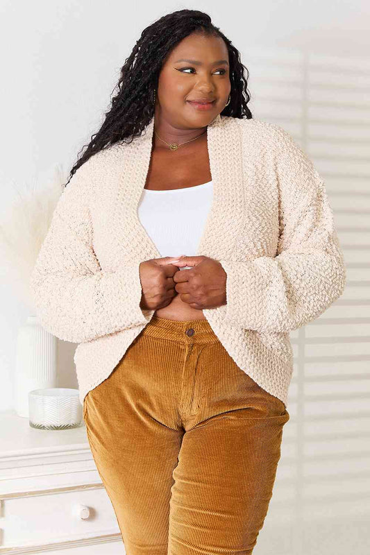 Open Front Knit Cocoon Cardigan in Cream