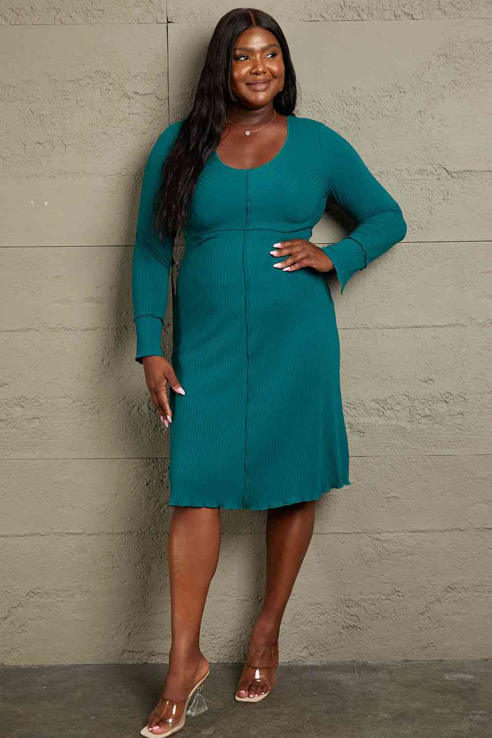 Culture Code Chevron Knit Midi Dress - Teal