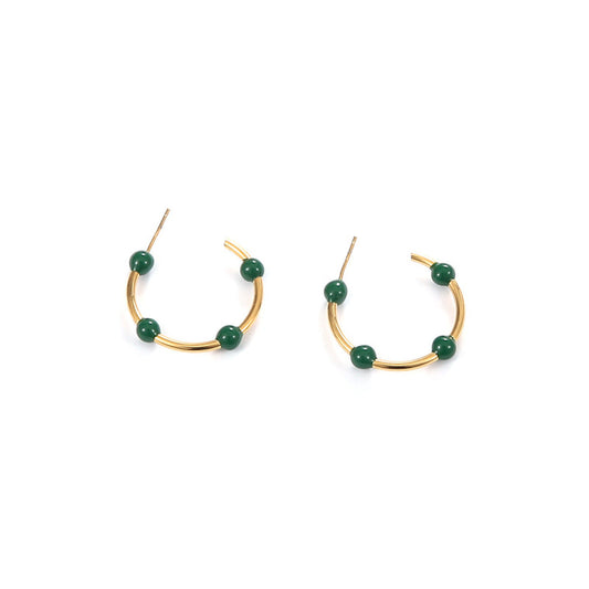 Willow Moon Retro Hand Enamel Hoop Earrings with Box - 3 Color Options