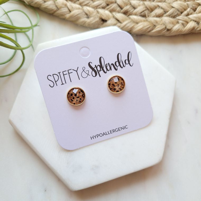 Leopard Faceted Studs