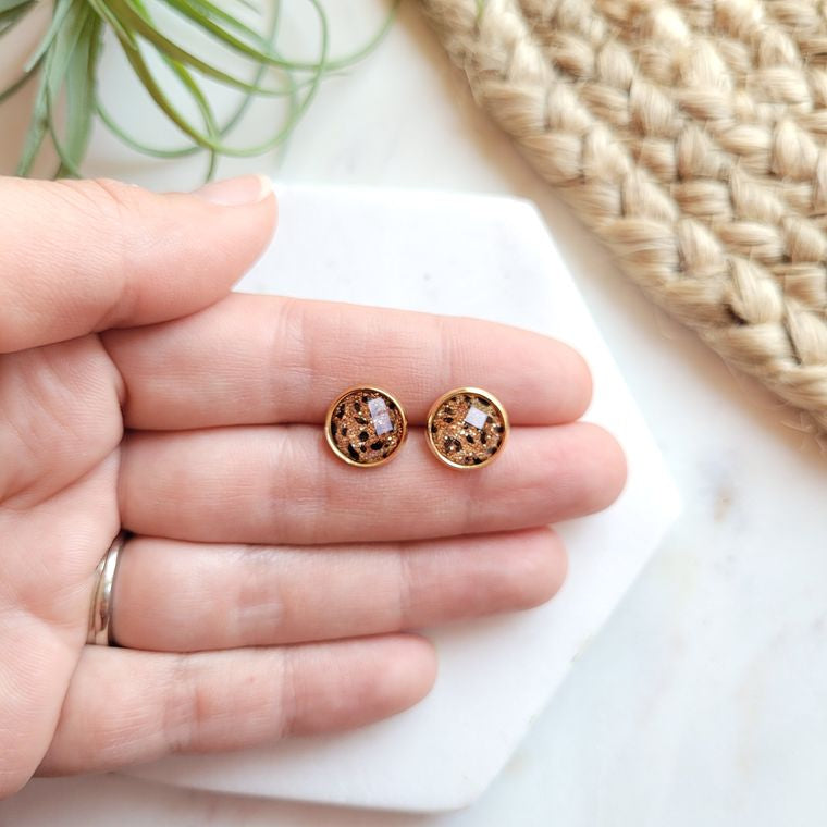 Leopard Faceted Studs