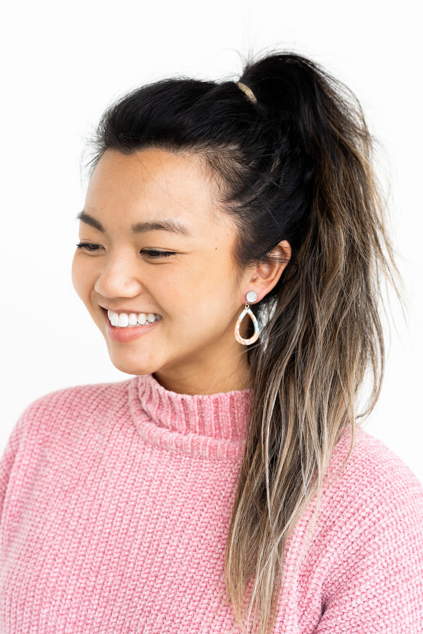 Creamsicle & Sky Druzy Acetate Earrings